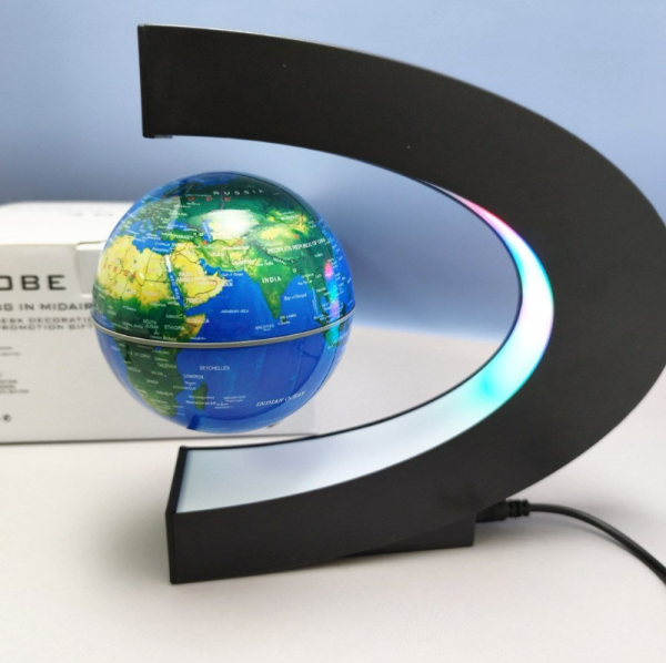 Магнитный левитирующий глобус с подсветкой Globe floating in midair / Светильник - ночник с RGB подсветкой